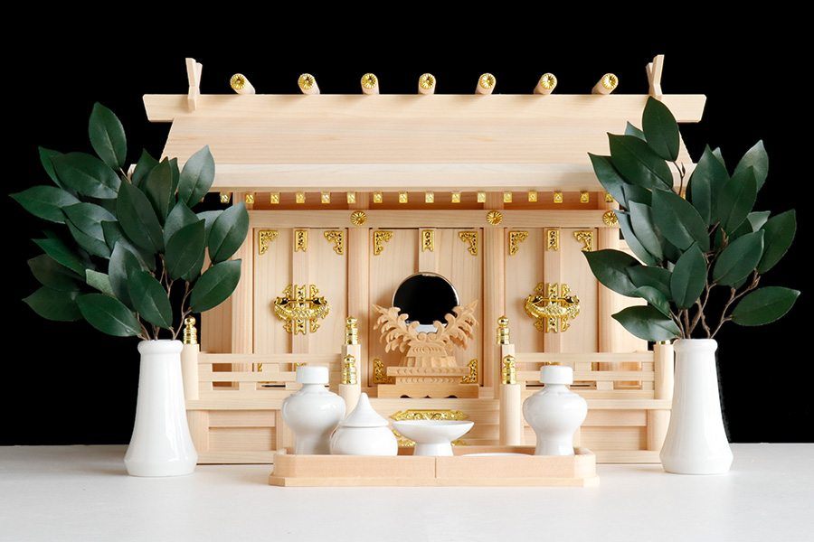 【美しい、東濃桧】通し屋根 三社 神具セット